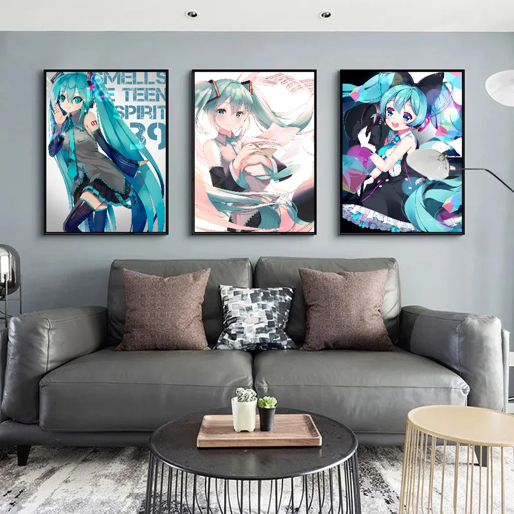 Amine H Hatsunes M Miku مطبوعات وملصقات فتيات ، ملصق ورقي مقاوم للماء ، ملصقات حائط للمنزل والبار ، نوعية جيدة