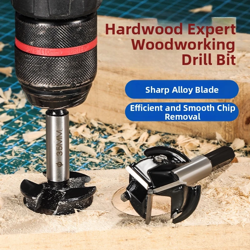 

35mm Forstner Drill Bit Woodworking Hole Saw Hex Shank Multi Tooth Cutter Hole Opener for Wood Door Cabinet Punching