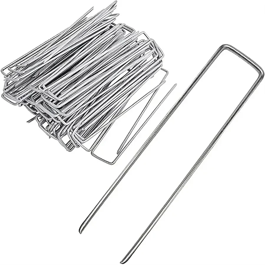 

50pcs Landscape Staples, U-Shaped Garden Pins Garden Stakes Staples, Heavy Duty Yard Lawn Tent Stakes Securing Pegs For Weed Ba