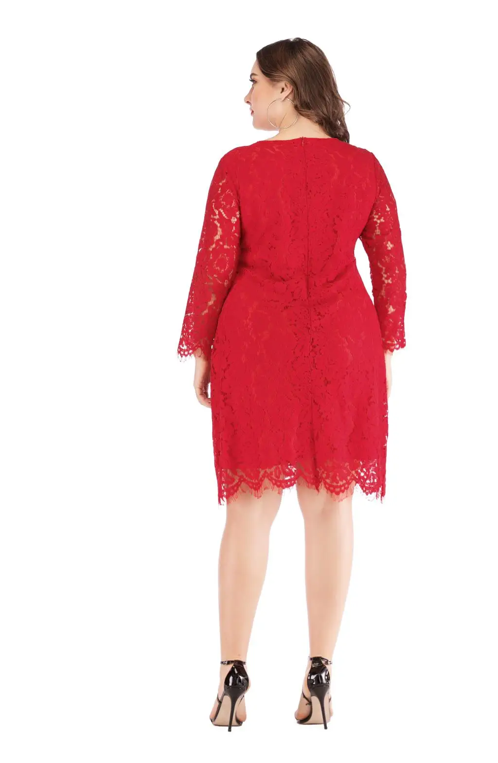 Plus Size Lace Party Dress Woman Summer Long Sleeve Lace Hollow Out Floral  Sexy Eveing Club Bodycon Short Mini Dresses - AliExpress 200000345