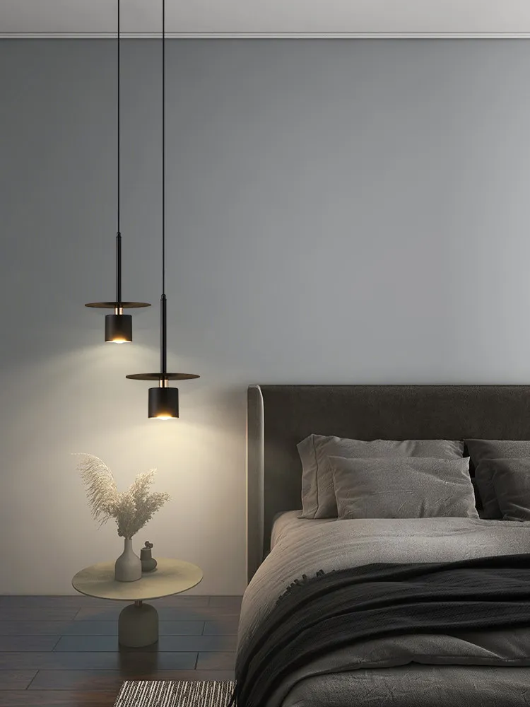 Nordic Modern Pendent Lamp Adjustable Disc Cylinder Hanging Lamp For Bedroom Bedside Living Room Bar Café Chandelier Home Decor