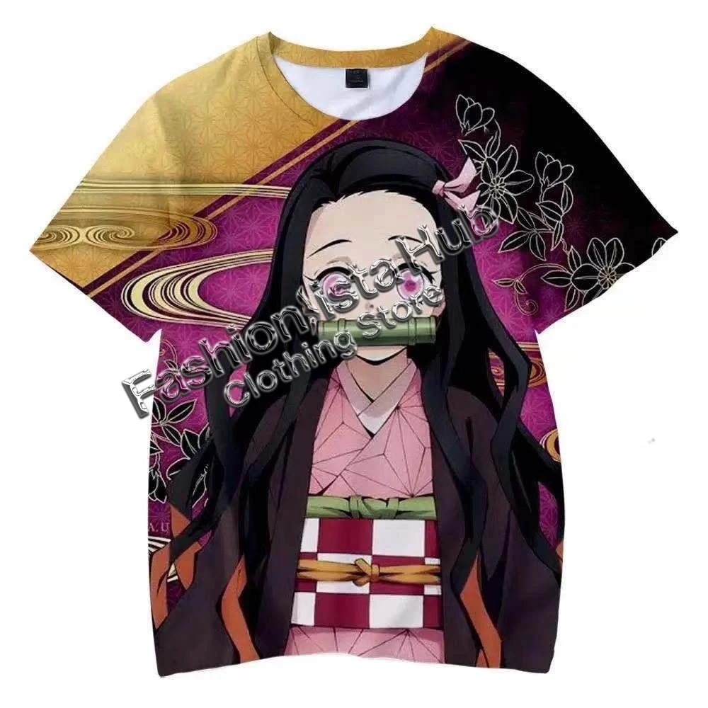 

Man Women Ghost Destroyer Blade T-Shirt Cartoon Adult Children Butterfly Ninja You Bean Tanjiro 3D Digital Printing Short Sleeve