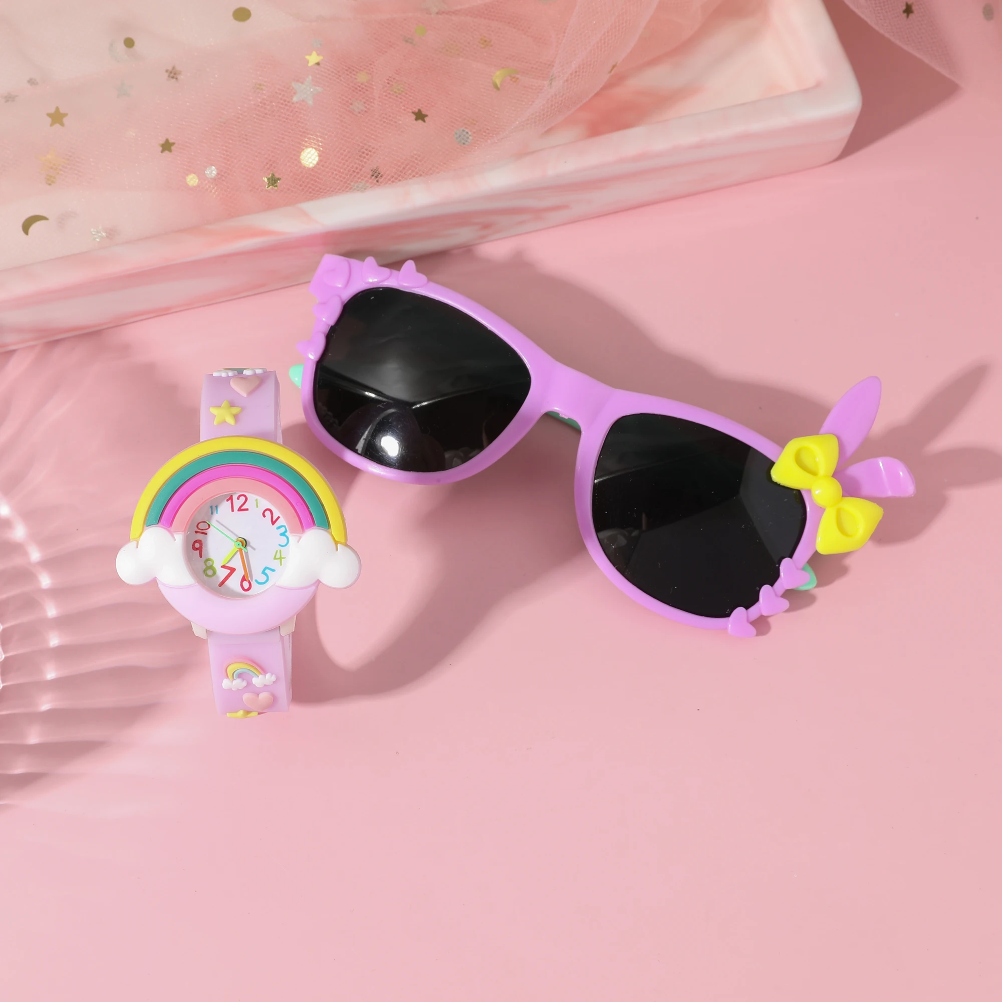 جديد قوس قزح الكرتون نمط سيليكون كوارتز ساعة فتاة طالب هدية ساعة مجوهرات هدية صغيرة مجموعة أربع قطع #4