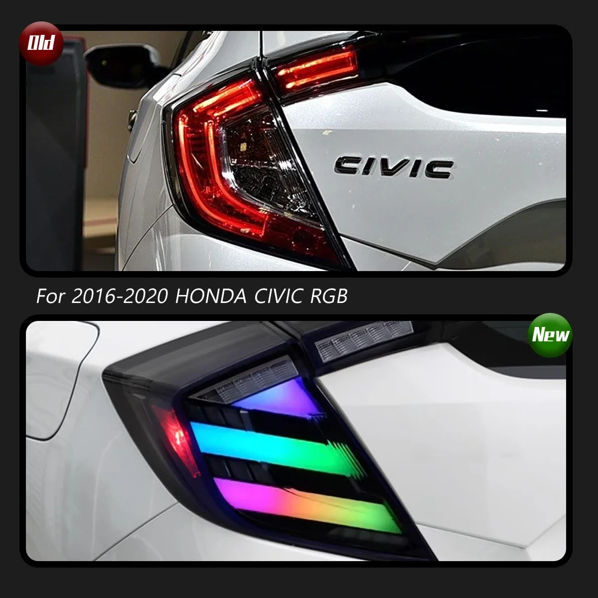 TYPY New LED Taillight Upgrade Modified Full Tail Lamp Car Accessories For Honda CIVIC RGB 2016-2020 Dynamic Turn Signals