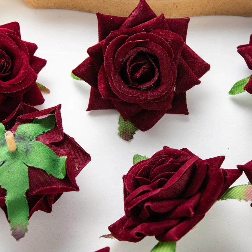 

50/100PCS 6CM Artificial Flowers Scrapbook Christmas Home Decor Wedding Garden Rose Arch Fake Silk Flannel Wholesale Boxes Cheap