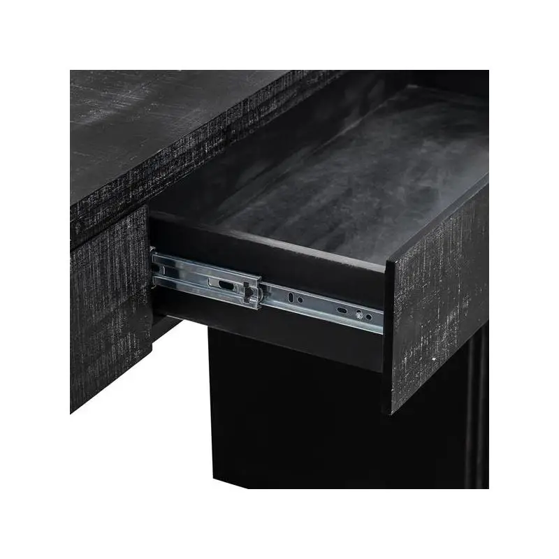 

Unique Retro Console Table with Open Design, 2 Top Drawers for Entrance, Dining Room, Living Room in Antique Black Finish