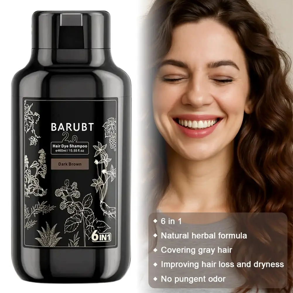 

460 мл шампунь для мгновенной окраски натурального черного цвета для мужчин и женщин, краска для волос, травяная коричневая, фиолетовая краска для волос, шампунь для краски для волос I1H9