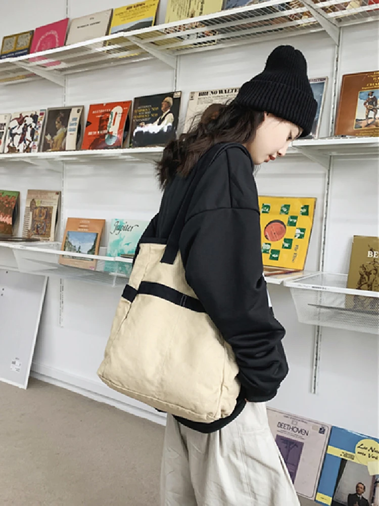 Ins Canvas Bag Korean The Literary Student Shoulder Bag Lazy Style Large-capacity Cloth Bag Messenger Bag Tote Bag Handbag