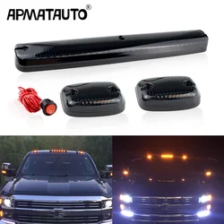 1set Smoked Lens Amber LED Cab Roof Light Kit For 2007-up Chevrolet Silverado Chevy GMC Sierra 2500 3500 Truck