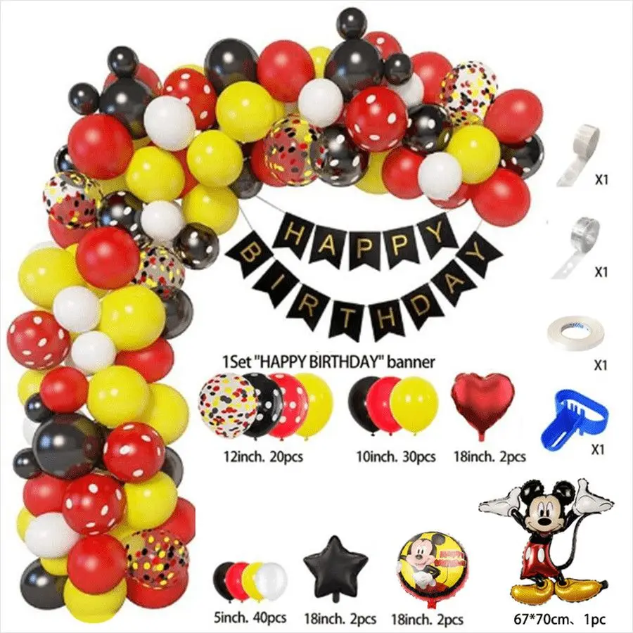 Disnay Mickey Mouse globo pastel Cupcake Topper rojo negro Mickey tema decoración de fiesta de cumpleaños regalos de Baby Shower juguete decoración suministros