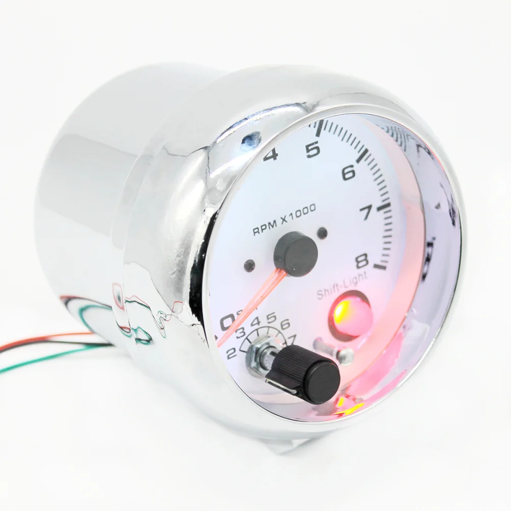 

12V Digital Tachometer Gauge 95mm Dial Red Light Engine Meter (White) rpm gauge tachometer rpm