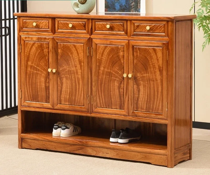 A Log solid wood shoe cabinet insect-proof deodorizing porch cabinet household