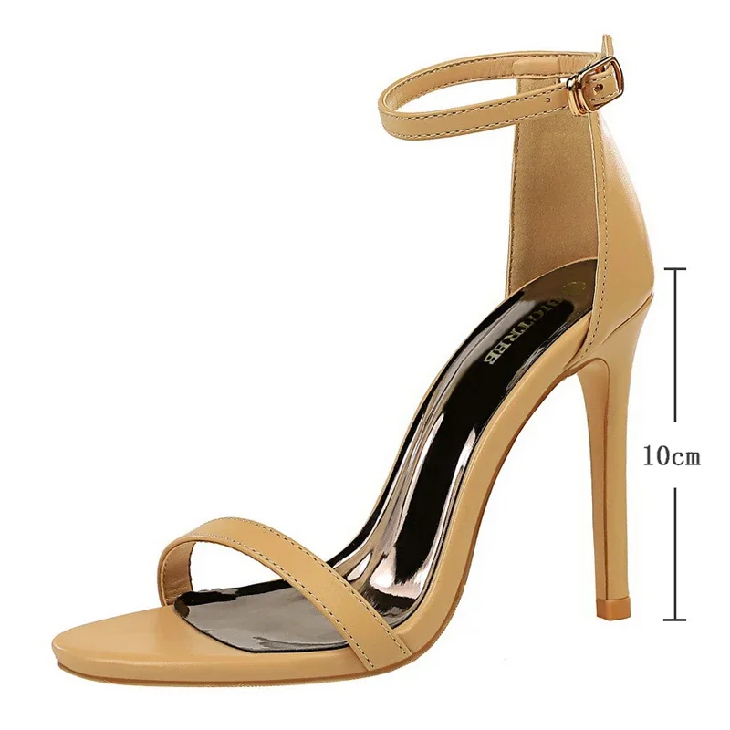 Summer Party Elegant White High Heels Gladiator Sandals Women Fashion Open Toe Buckle Strap Stiletto Wedding Dress Shoes