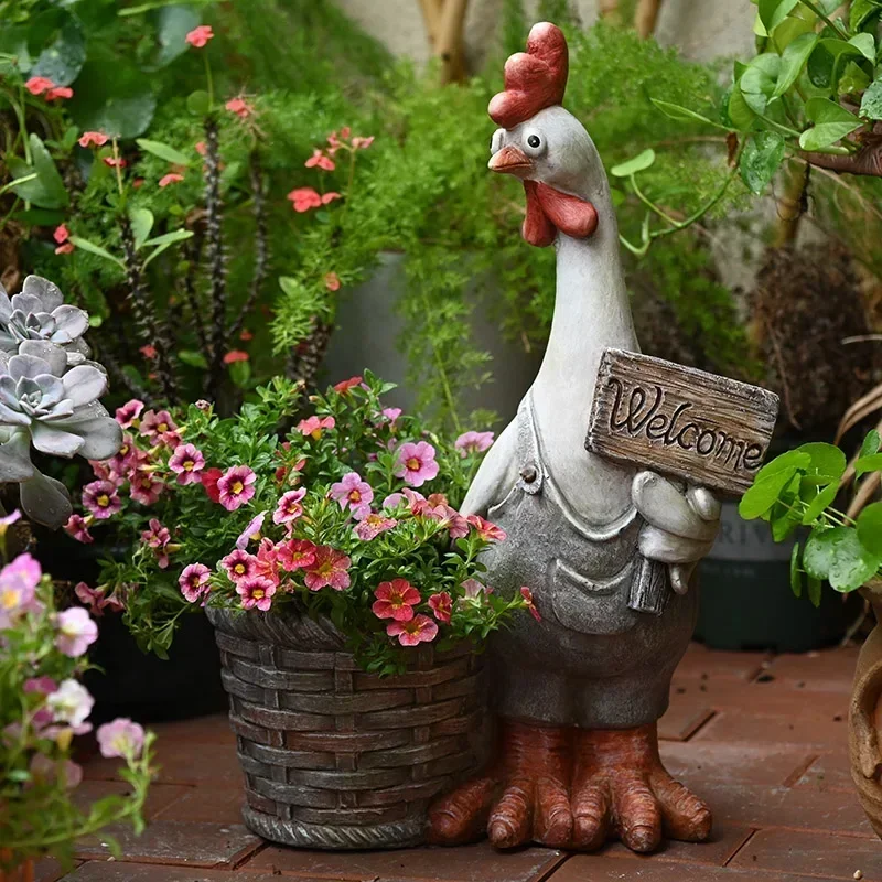 American Country Flower Pots Retro Chicken Bonsai Basin Courtyard Ornaments Succulent Container Kindergarten Floor Home Garden