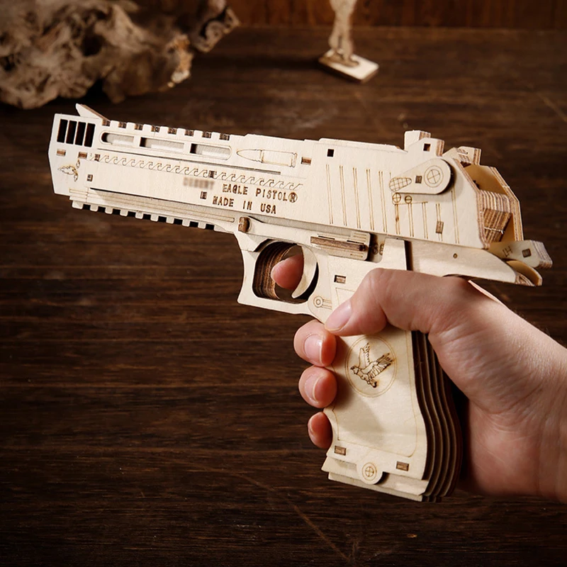 Pädagogischer Gummibandwerfer aus Holz – 3D-Montage-Puzzlespielzeug, STEM-Bausteine für die Hand-Auge-Koordination