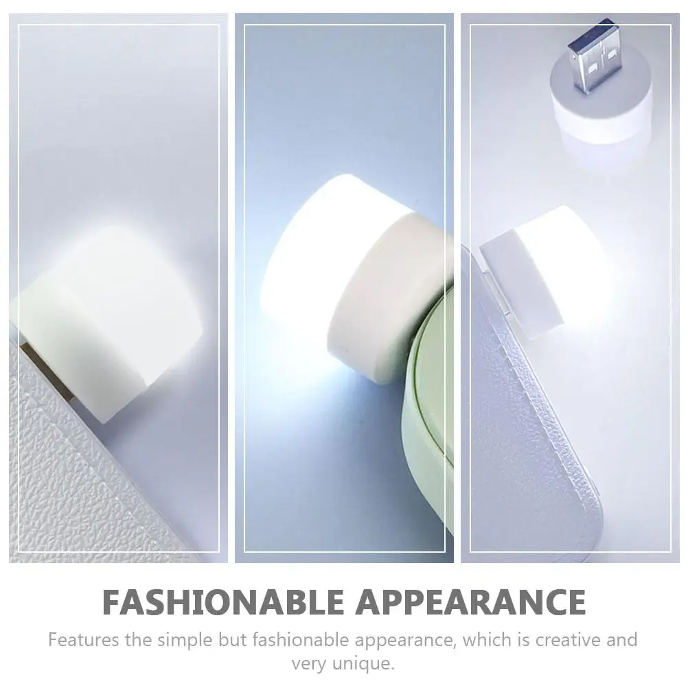 Portable Night Light USB Small Mini Round Shape Power Saving Lamp LED White Creative Bedside Type Bedroom Lamp
