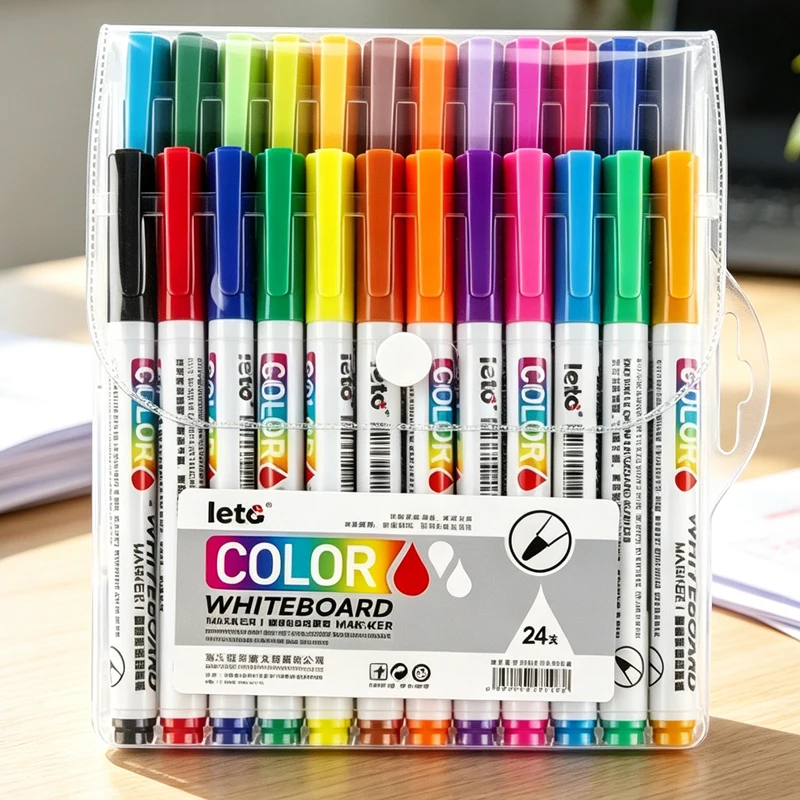 Juego de Marcadores de Borrado en Seco de 12/24 Colores, Marcadores para Pizarra Blanca, Papelería para Oficina y Escuela, Rotuladores de Punta Fina de Colores para Aula