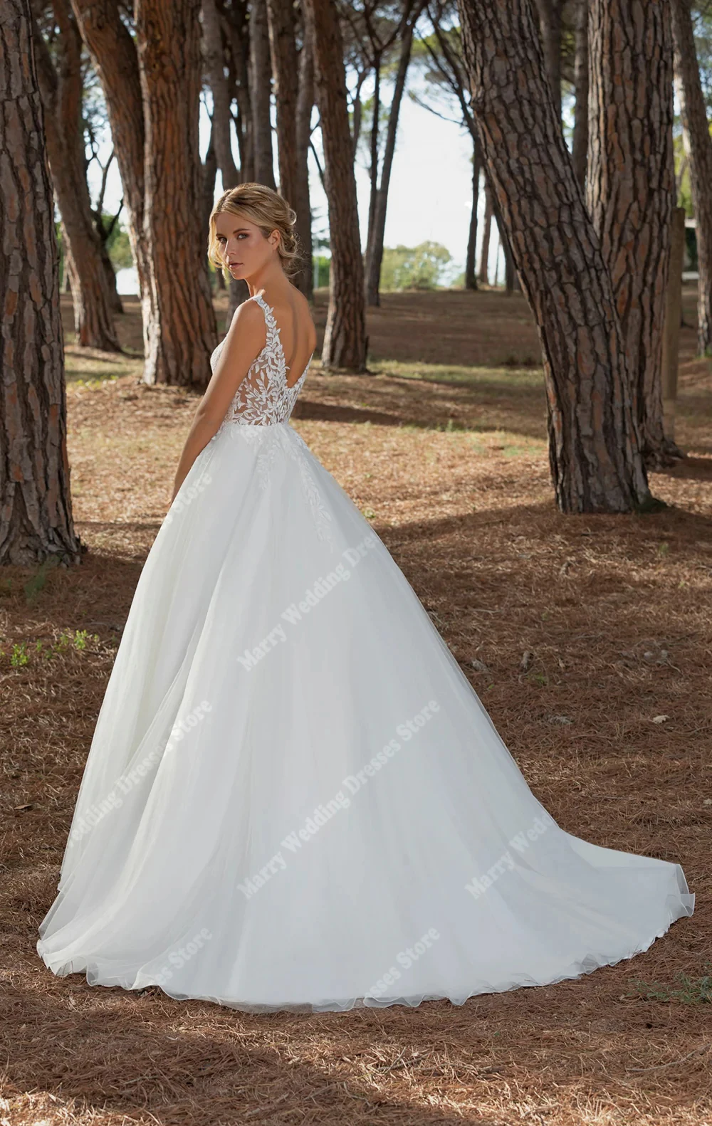 Affascinanti abiti da sposa a-line da donna sexy scollo a V senza maniche in tulle abiti da sposa banchetto di fidanzamento abiti da sposa personalizzati