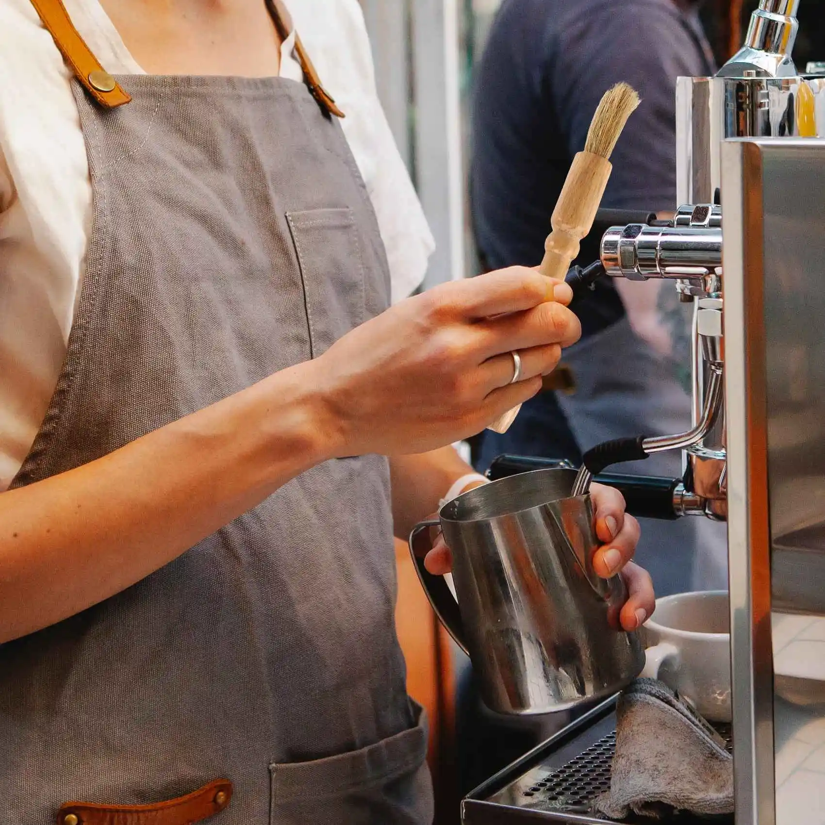 Juego de cepillos de limpieza para máquina de café, herramienta con cuchara, molinillo de café, 6 piezas