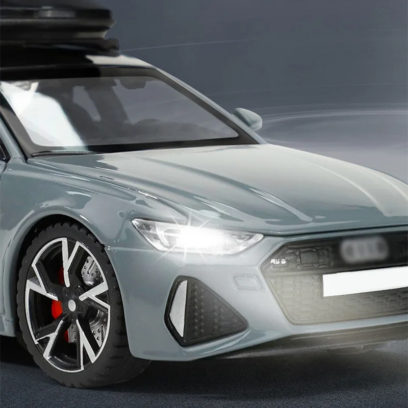 Model samochodu ze stopu 1:32 RS6, miękkie oświetlenie, symulowane efekty dźwiękowe, odporność na uderzenia i upadki, ozdoba na biurko