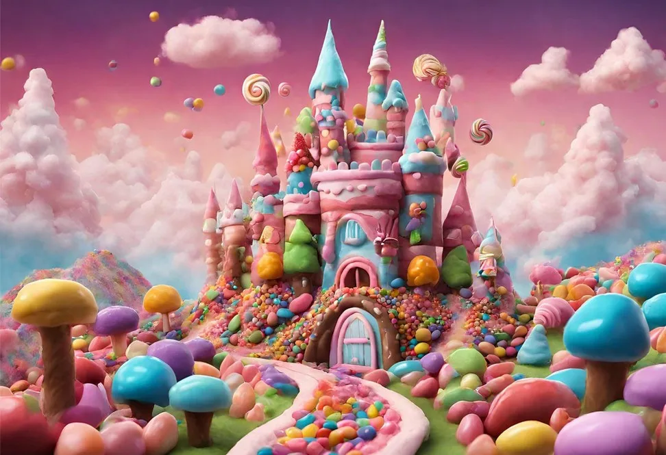 Sugar Castle  Candyland Landscape Ice Cream Chocolates lollipop  backdrops birthday Photography Studio Backgrounds