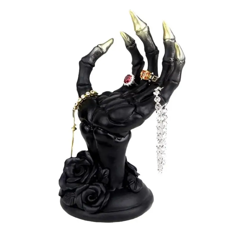 Halloween Gothic Witch Hand Statue Creative Resin Decorative Keys Jewelry Hanger Aesthetic Halloween Creative Props Creepy Pose