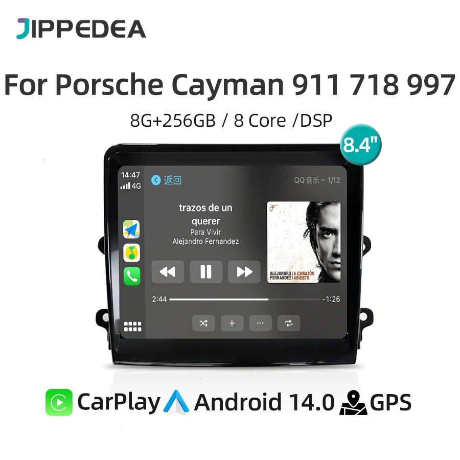 

Car Radio For Porsche Cayman 911 Boxster 718 997 Android 14.0 Stereo DSP Multimedia Player Navigation 4G WiFi Wireless CarPlay