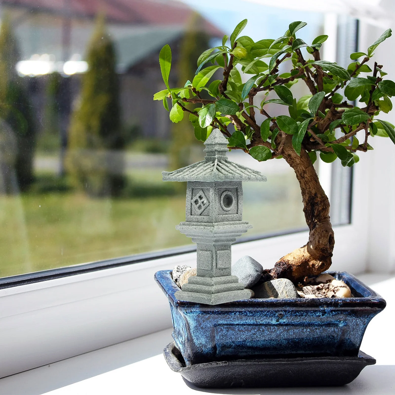 Stone Pavilion Decoration Bonsai Flower Pots Decorations Simulation Decors Zen Ornament Meditation Adorn - Image 4