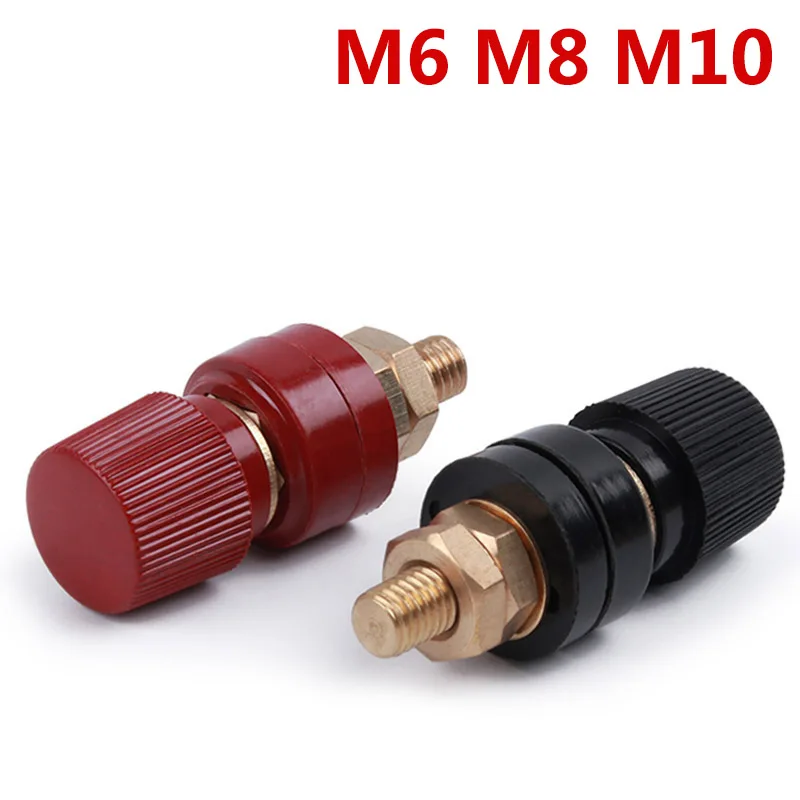 

1pcs M6 M8 M10 Wire Binding Post Thread Screw Black/Red Lithium Battery Weld Inverter Clamp Power Clip Supply Connect Terminal