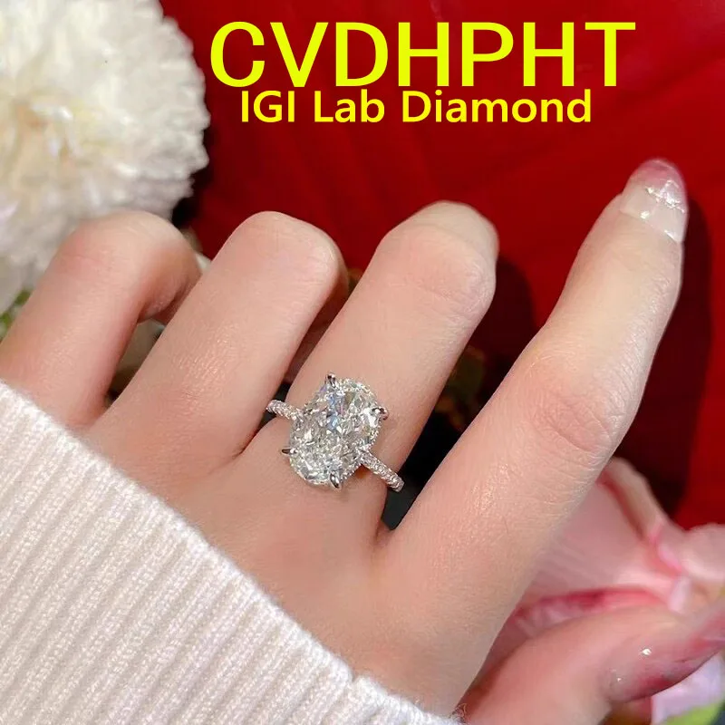 

Perfect 1 2 3 4 5 Ct D VS1 Lab Grown diamond Ring Oval cut Engagement Ring Real 14K White Gold Custom Classic wedding ring