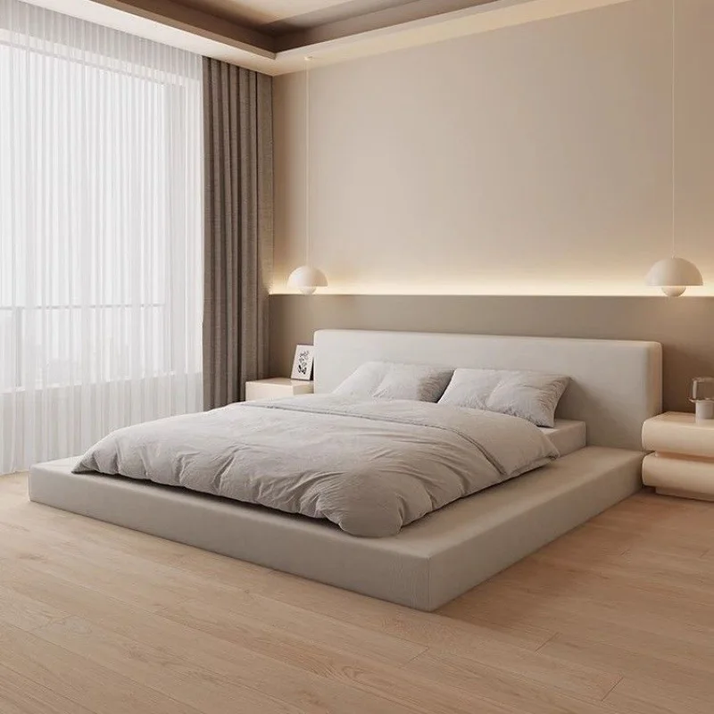 

Aesthetics Cream Bed Minimalist Quality Design Confortable Wedding Bed Apartment Fashionable Princess Cama De Casal Furniture
