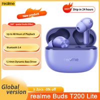 New realme Buds T200 Lite True Wireless Bluetooth 5.4 Dual Mic Al Deep Call Noise Cancellation IPX4 Water Resistance