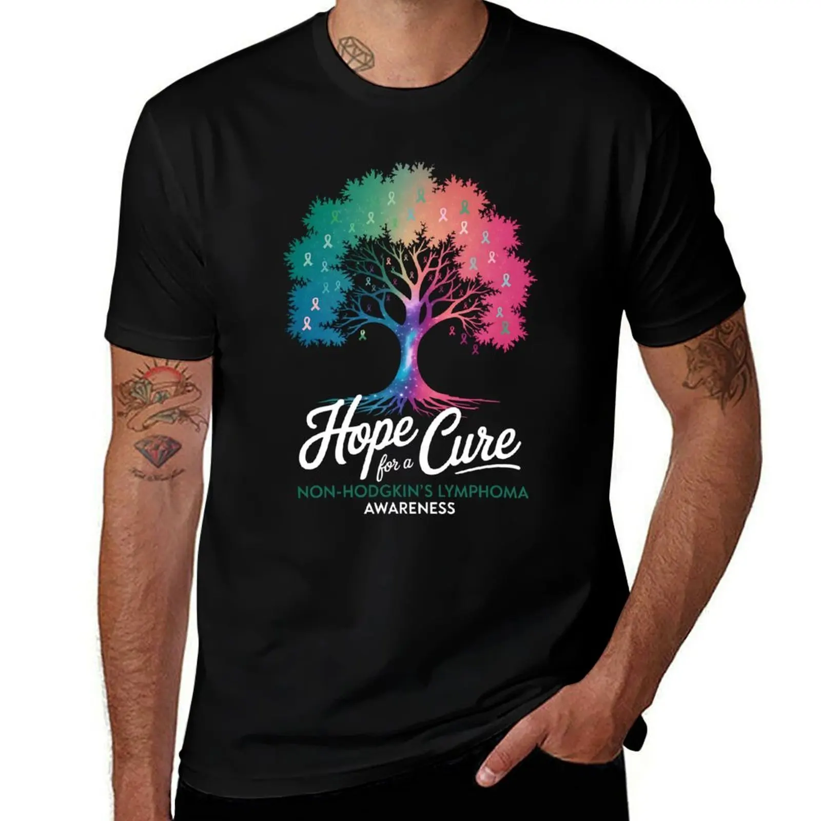 

Hope For A Cure Non-Hodgkin's Lymphoma Awareness Tree Ribbon T-Shirt graphics valentines boutique clothes men tshirt