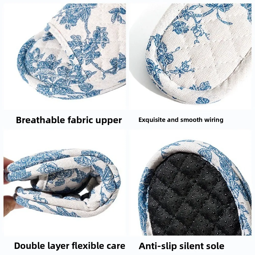 

New Soft Cotton Home Slippers Antislip Floral Design Floor Shoes Lightweight Comfortable Indoor Slippers Bedroom