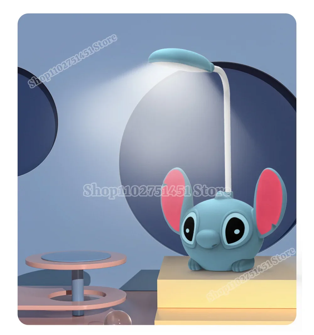 Disney Stitch Desk Lamp Aesthetic Cute Stich Figure Shape Bedroom Room Lighting Students Reading Light  Eye Protection Gifts