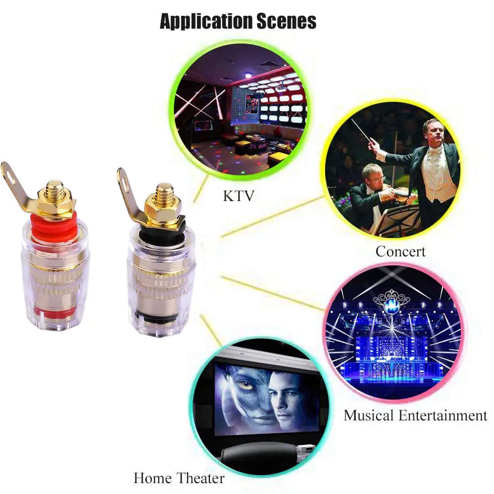 8pcs Speaker Terminal Binding Post 4mm Banana Plug Socket Low Frequency Amplifier Connector for Loudspeakers