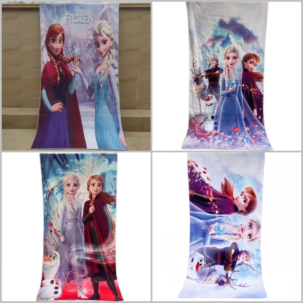 

Cartoon Frozen Princess Elsa Anna Aurora Cinderella Baby Bath Towels 75X150cm Microfibre Wash Kids Adult Beach Swimming Towel