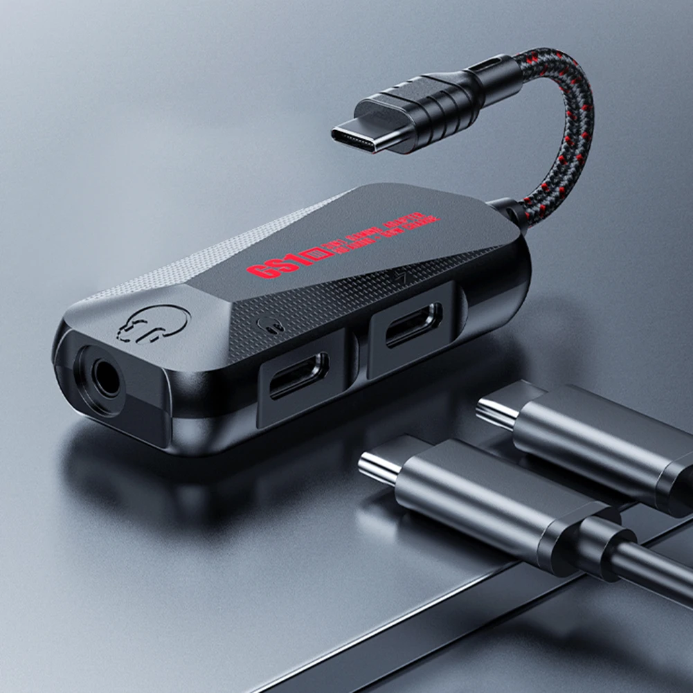 3-in-1 Game Phone Sound Card Type-C To 3.5mm Mobile Gaming Sound Card  Nylon Portable 24Bit 96Hz Hi-Res Accessories