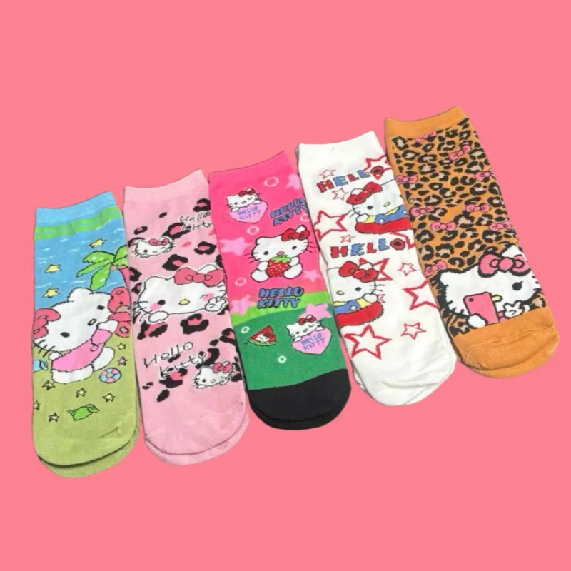 

European sizes 36-42,1/5 Pair of Sanrio Hello Kitty Cartoon Anime Cosplay Mid-Calf Socks for Women