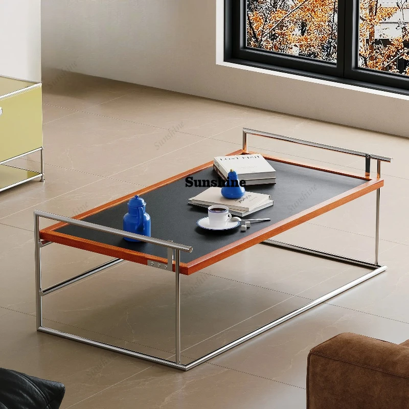 

Bauhaus Inspired Rio Coffee Table Retro Solid Wood Stainless Steel Aesthetic Space Saving Tea Table for Small Living Rooms
