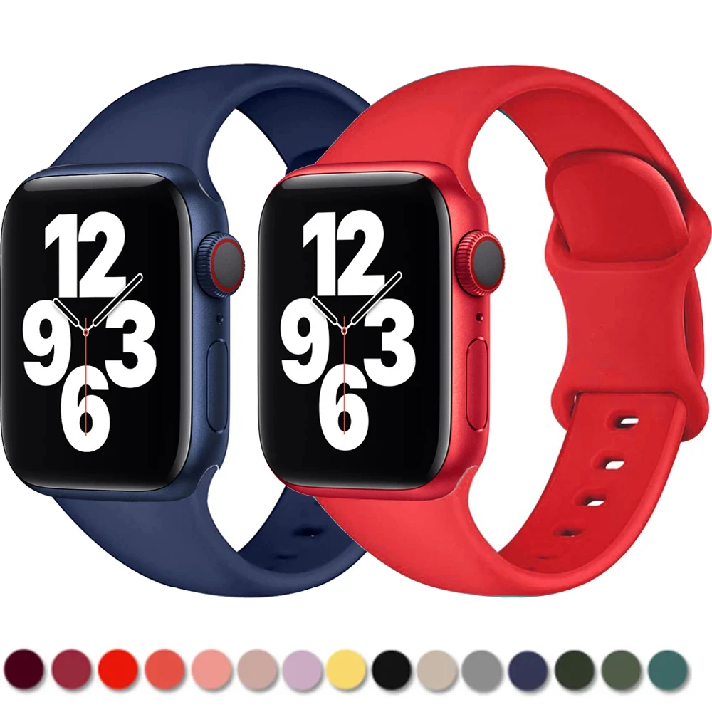 

Silicone Strap For Apple Watch band 44mm 40mm 38mm 42mm 44 mm Rubber watchband smartwatch correa bracelet iWatch 3 4 5 6 se band