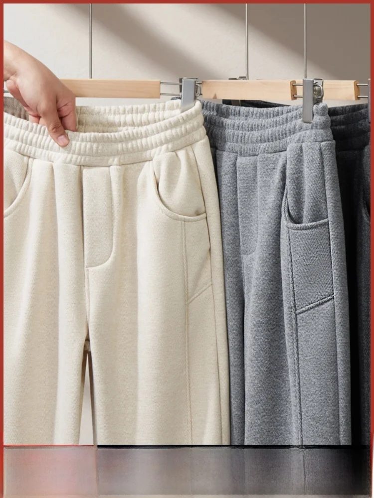 

Heavyweight Recommended Men's Wool Blend Fce Lined Thiened Casual Straight Leg Pants Comfortable for Winter