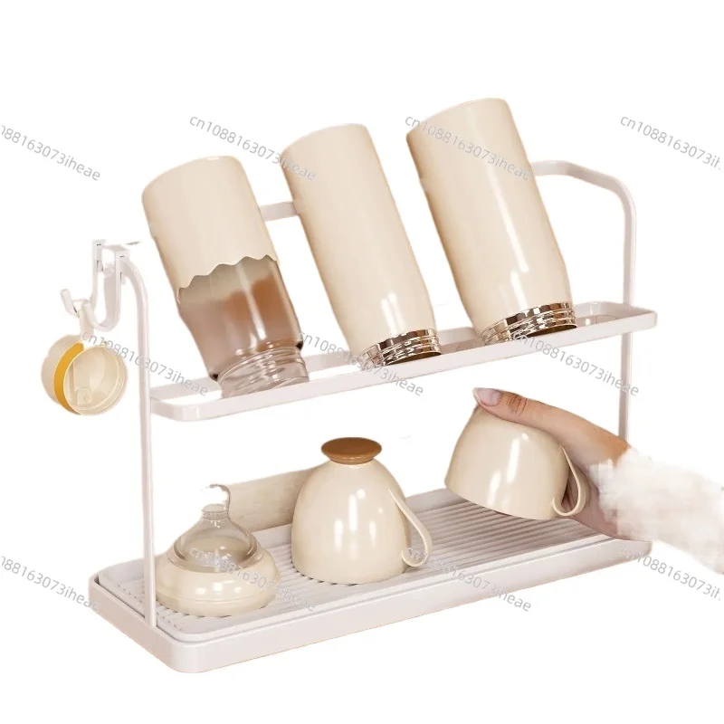 For Table Top Double-layer Cup Holder Upside Down Drain Rack Tea Set Tea Cup Water Cup Storage Rack High Appearance Level