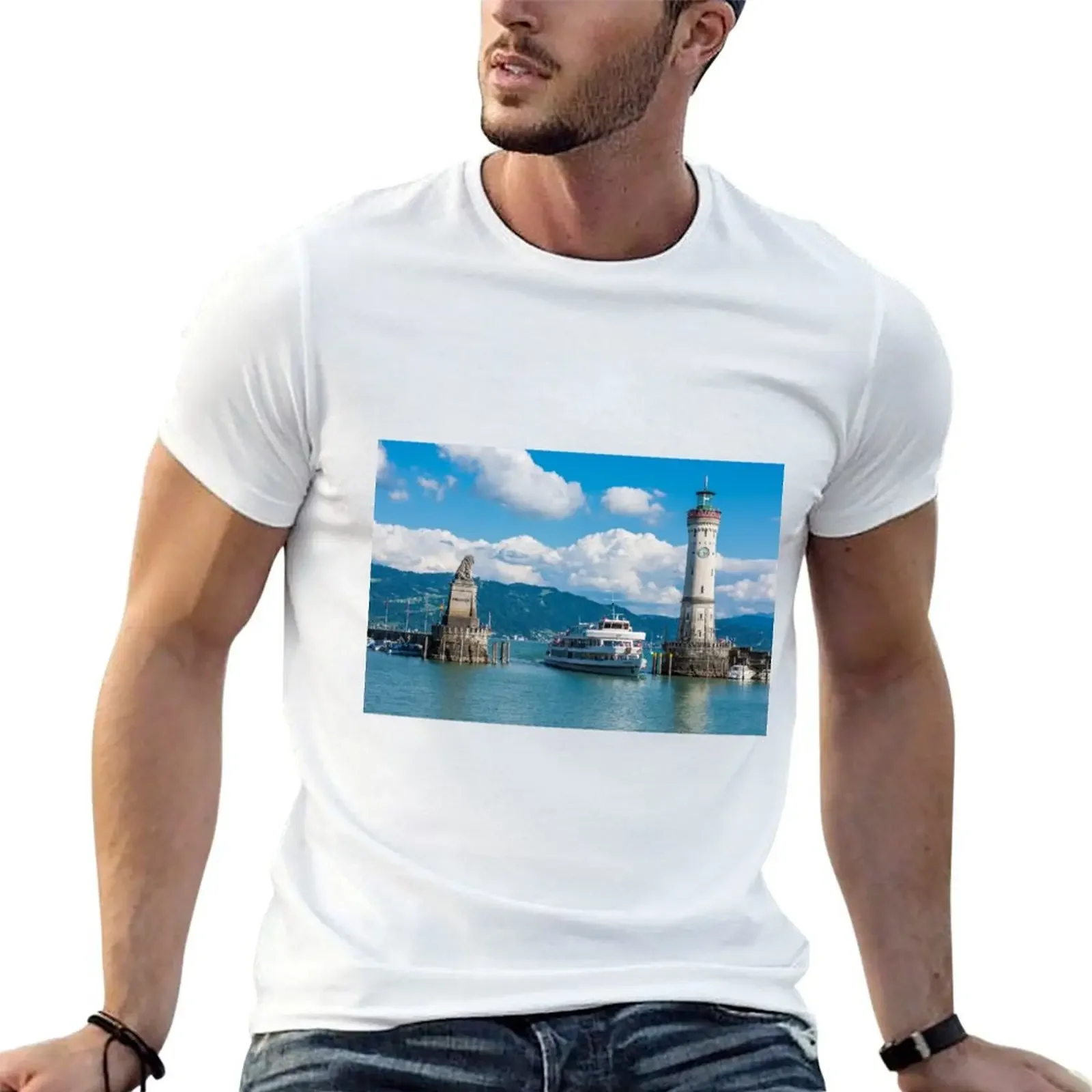 Lighthouse of Lindau at lake Constance, Bodensee T-Shirt graphic tee shirt man t shirt black t-shirts for men Lighthouse of Lindau at lake Constance, Bodensee T-Shirt graphic tee shirt man t shirt black t-shirts for men