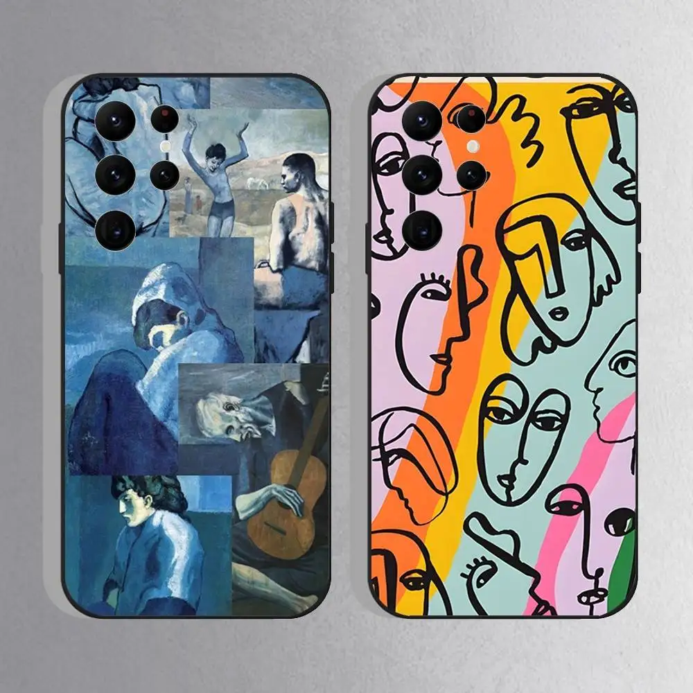 

Picasso Abstract Art Painting Phone Case For Samsung S25,S24 Ultra,S20,S30 plus,S22 Plus,S23,Ultra 5G Silicone Black Shell