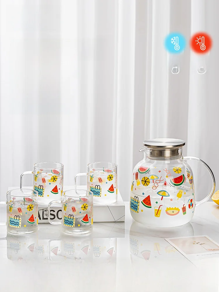 

Summer High Aesthetic Ins Large Capaci Heat Resistant Living Room Water Pot Home Use Water Set European Sle Fre Sle