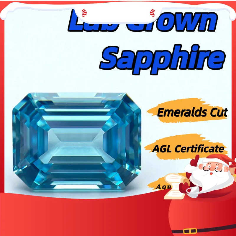

Lab Grown Sapphire Emeralds Cut Aquamarine Color Charms Jewelry Rings Earring Making Main Materials Selectable AGL Certificate