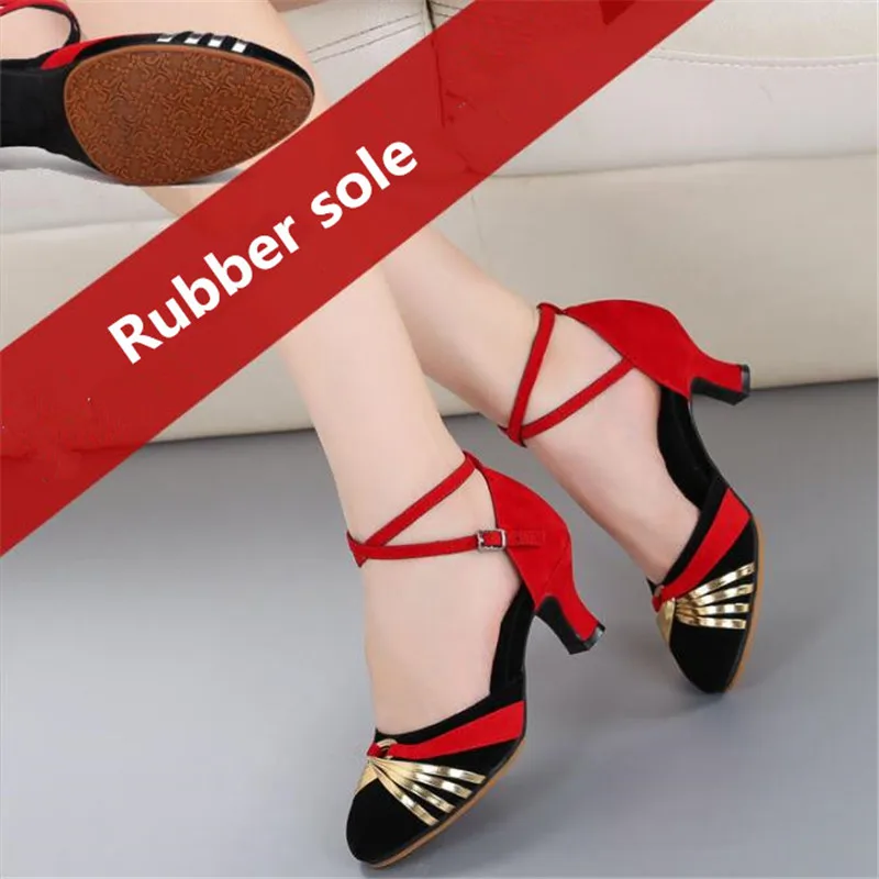 Women Latin Dance Shoes for Girls Modern Tango Ballroom Dance Shoe High Heel Soft Sole Dancing Shoes 3/5/7/cm Sandals