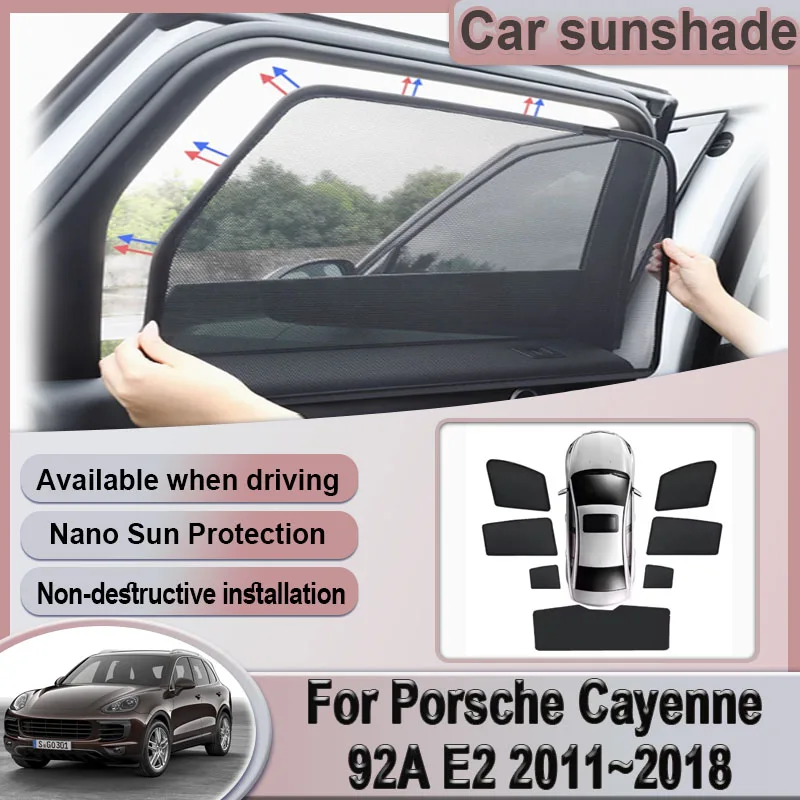 

Car Mesh Sunshade For Porsche Cayenne 92A E2 MK2 2011~2018 Window Magnetic Sun Visor Privacy Curtains Sunshades Auto Accessories