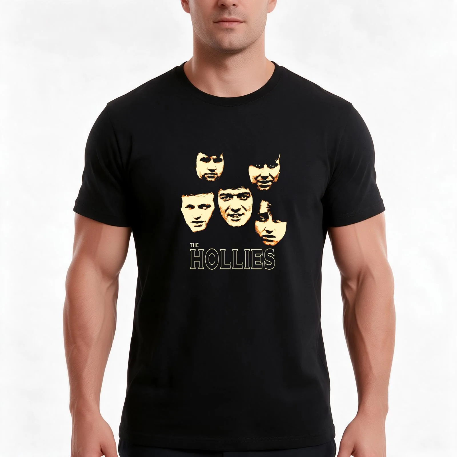 The Hollies T-Shirt, Summer Casual Cotton Tee, Oversized Streetwear Tops, Vintage Graphic Print, Loose Fit Short Sleeve